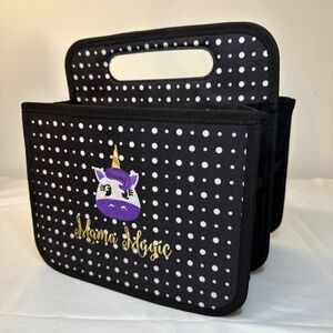 Thirty-One Double Duty Caddy Black White Dot Collapsible Tote Unicorn Organizer